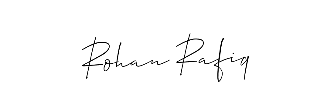 Use a signature maker to create a handwritten signature online. With this signature software, you can design (Allison_Script) your own signature for name Rohan Rafiq. Rohan Rafiq signature style 2 images and pictures png