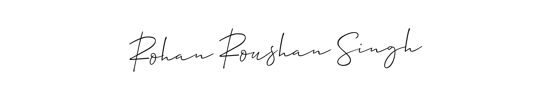 The best way (Allison_Script) to make a short signature is to pick only two or three words in your name. The name Rohan Roushan Singh include a total of six letters. For converting this name. Rohan Roushan Singh signature style 2 images and pictures png