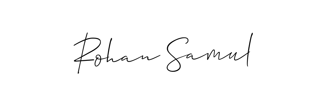 if you are searching for the best signature style for your name Rohan Samul. so please give up your signature search. here we have designed multiple signature styles  using Allison_Script. Rohan Samul signature style 2 images and pictures png