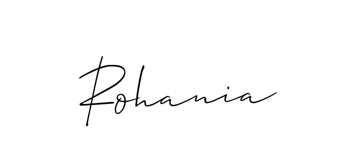 Use a signature maker to create a handwritten signature online. With this signature software, you can design (Allison_Script) your own signature for name Rohania. Rohania signature style 2 images and pictures png