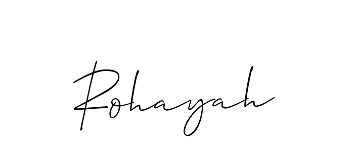 Allison_Script is a professional signature style that is perfect for those who want to add a touch of class to their signature. It is also a great choice for those who want to make their signature more unique. Get Rohayah name to fancy signature for free. Rohayah signature style 2 images and pictures png