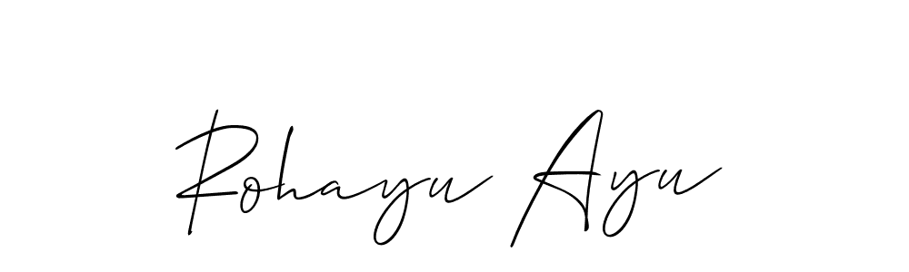 if you are searching for the best signature style for your name Rohayu Ayu. so please give up your signature search. here we have designed multiple signature styles  using Allison_Script. Rohayu Ayu signature style 2 images and pictures png