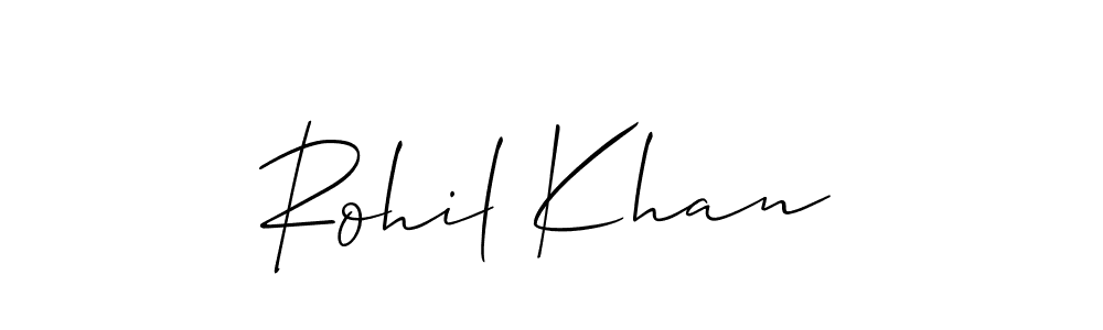 if you are searching for the best signature style for your name Rohil Khan. so please give up your signature search. here we have designed multiple signature styles  using Allison_Script. Rohil Khan signature style 2 images and pictures png