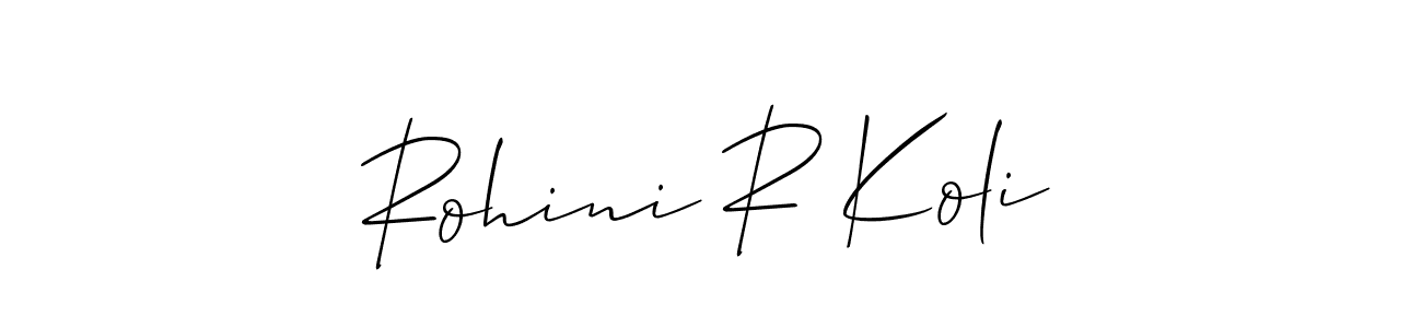 Create a beautiful signature design for name Rohini R Koli. With this signature (Allison_Script) fonts, you can make a handwritten signature for free. Rohini R Koli signature style 2 images and pictures png