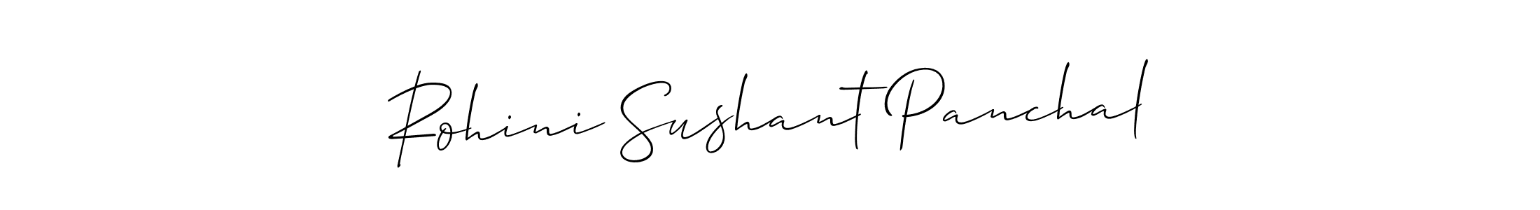 How to make Rohini Sushant Panchal name signature. Use Allison_Script style for creating short signs online. This is the latest handwritten sign. Rohini Sushant Panchal signature style 2 images and pictures png