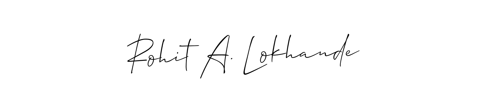 Also You can easily find your signature by using the search form. We will create Rohit A. Lokhande name handwritten signature images for you free of cost using Allison_Script sign style. Rohit A. Lokhande signature style 2 images and pictures png