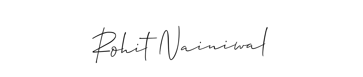 if you are searching for the best signature style for your name Rohit Nainiwal. so please give up your signature search. here we have designed multiple signature styles  using Allison_Script. Rohit Nainiwal signature style 2 images and pictures png