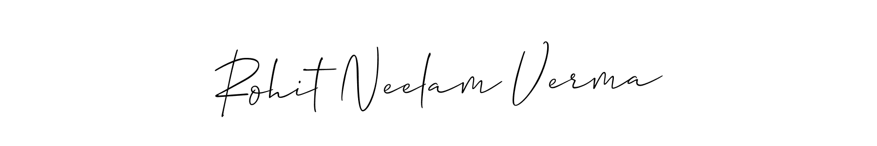 How to make Rohit Neelam Verma name signature. Use Allison_Script style for creating short signs online. This is the latest handwritten sign. Rohit Neelam Verma signature style 2 images and pictures png