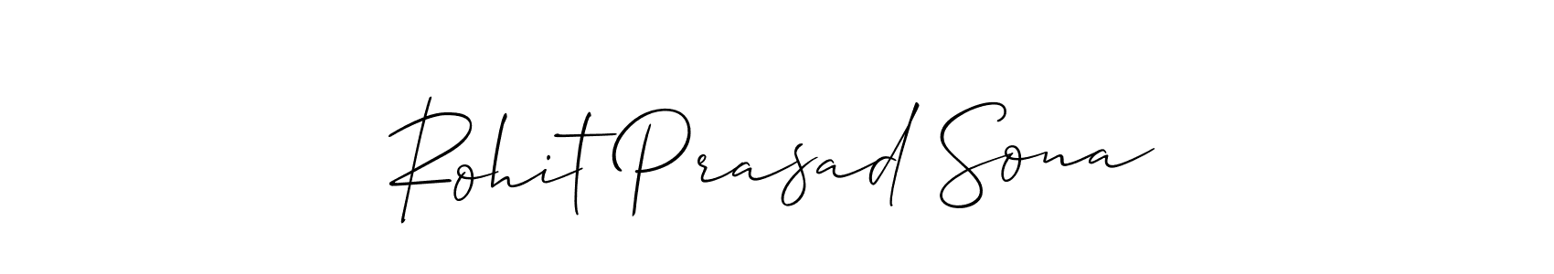 The best way (Allison_Script) to make a short signature is to pick only two or three words in your name. The name Rohit Prasad Sona include a total of six letters. For converting this name. Rohit Prasad Sona signature style 2 images and pictures png