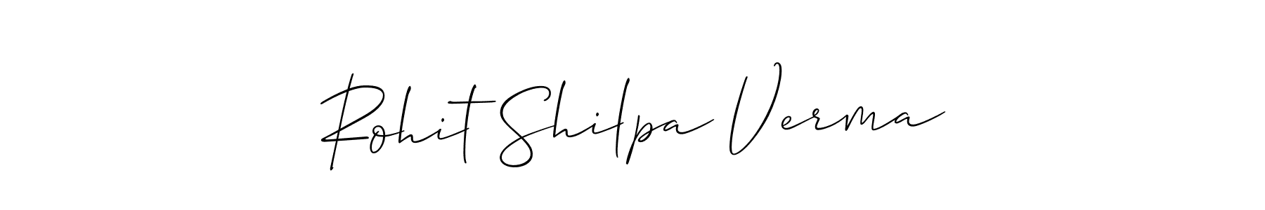 The best way (Allison_Script) to make a short signature is to pick only two or three words in your name. The name Rohit Shilpa Verma include a total of six letters. For converting this name. Rohit Shilpa Verma signature style 2 images and pictures png