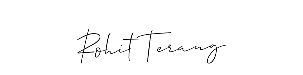 Use a signature maker to create a handwritten signature online. With this signature software, you can design (Allison_Script) your own signature for name Rohit Terang. Rohit Terang signature style 2 images and pictures png