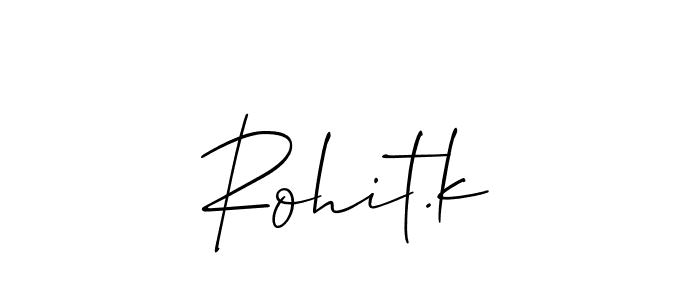 How to make Rohit.k name signature. Use Allison_Script style for creating short signs online. This is the latest handwritten sign. Rohit.k signature style 2 images and pictures png