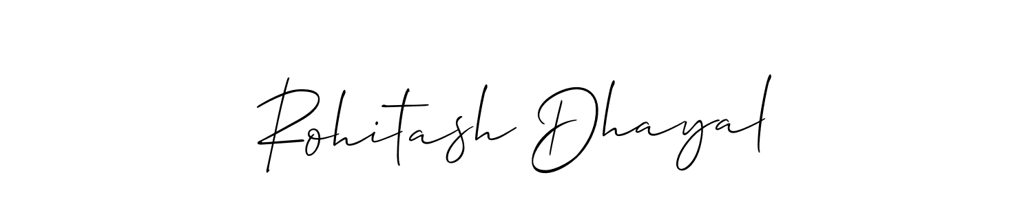 Make a beautiful signature design for name Rohitash Dhayal. With this signature (Allison_Script) style, you can create a handwritten signature for free. Rohitash Dhayal signature style 2 images and pictures png