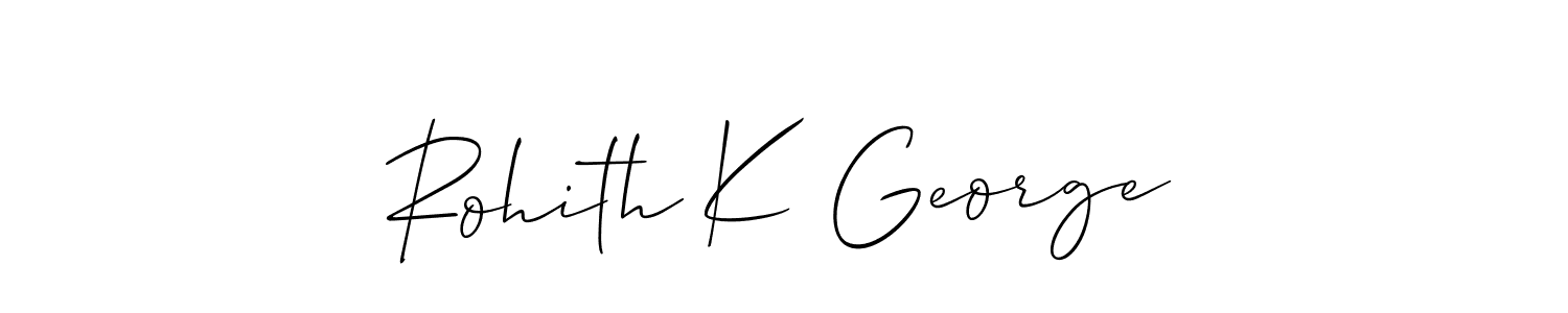 Use a signature maker to create a handwritten signature online. With this signature software, you can design (Allison_Script) your own signature for name Rohith K George. Rohith K George signature style 2 images and pictures png