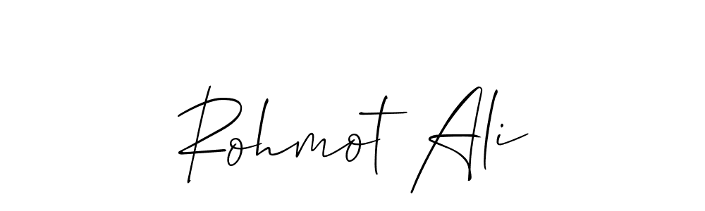 The best way (Allison_Script) to make a short signature is to pick only two or three words in your name. The name Rohmot Ali include a total of six letters. For converting this name. Rohmot Ali signature style 2 images and pictures png