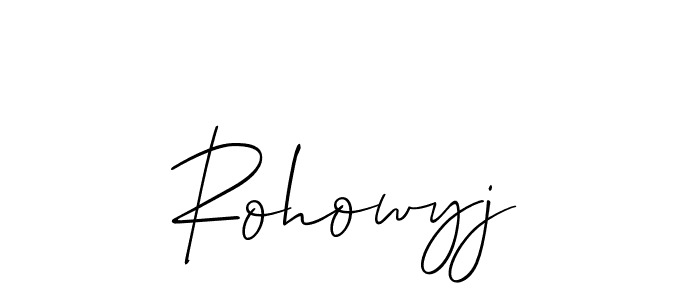 Use a signature maker to create a handwritten signature online. With this signature software, you can design (Allison_Script) your own signature for name Rohowyj. Rohowyj signature style 2 images and pictures png