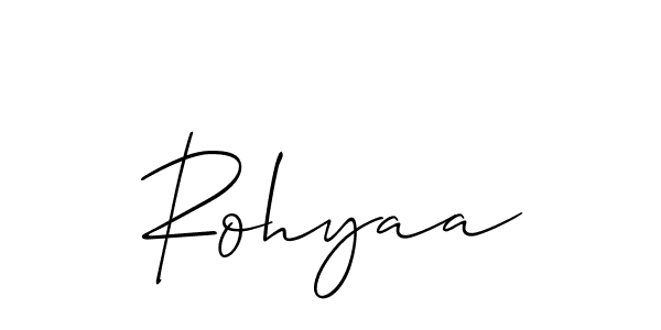 Use a signature maker to create a handwritten signature online. With this signature software, you can design (Allison_Script) your own signature for name Rohyaa. Rohyaa signature style 2 images and pictures png
