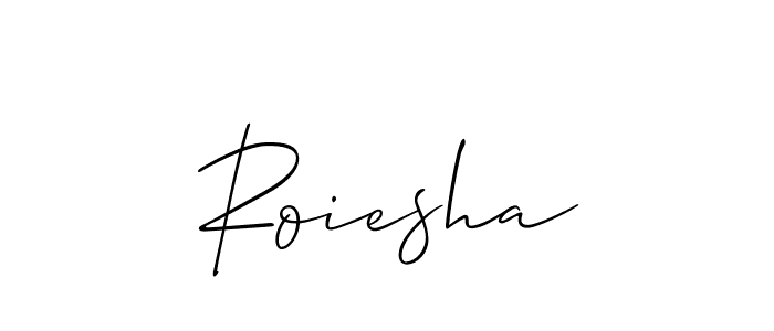 The best way (Allison_Script) to make a short signature is to pick only two or three words in your name. The name Roiesha include a total of six letters. For converting this name. Roiesha signature style 2 images and pictures png
