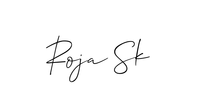 The best way (Allison_Script) to make a short signature is to pick only two or three words in your name. The name Roja Sk include a total of six letters. For converting this name. Roja Sk signature style 2 images and pictures png