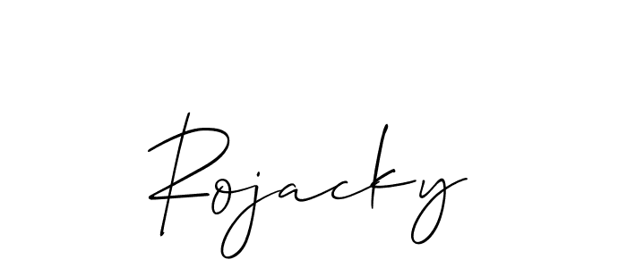 if you are searching for the best signature style for your name Rojacky. so please give up your signature search. here we have designed multiple signature styles  using Allison_Script. Rojacky signature style 2 images and pictures png