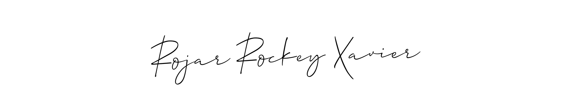 Make a short Rojar Rockey Xavier signature style. Manage your documents anywhere anytime using Allison_Script. Create and add eSignatures, submit forms, share and send files easily. Rojar Rockey Xavier signature style 2 images and pictures png