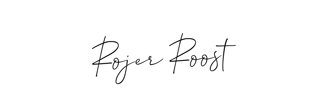 How to make Rojer Roost name signature. Use Allison_Script style for creating short signs online. This is the latest handwritten sign. Rojer Roost signature style 2 images and pictures png