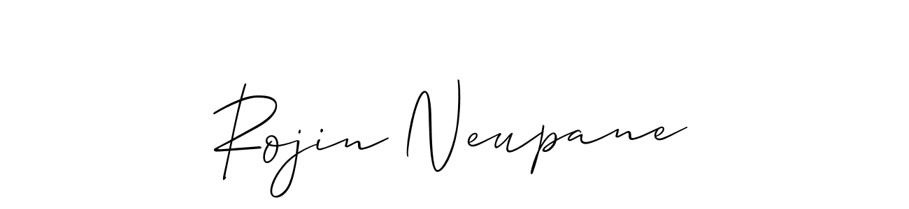 Allison_Script is a professional signature style that is perfect for those who want to add a touch of class to their signature. It is also a great choice for those who want to make their signature more unique. Get Rojin Neupane name to fancy signature for free. Rojin Neupane signature style 2 images and pictures png