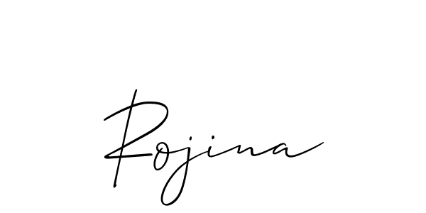 Use a signature maker to create a handwritten signature online. With this signature software, you can design (Allison_Script) your own signature for name Rojina. Rojina signature style 2 images and pictures png