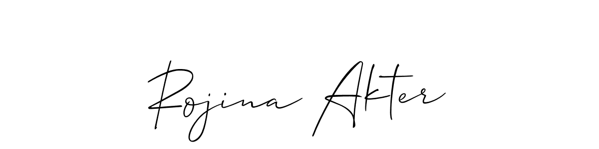 How to make Rojina Akter signature? Allison_Script is a professional autograph style. Create handwritten signature for Rojina Akter name. Rojina Akter signature style 2 images and pictures png
