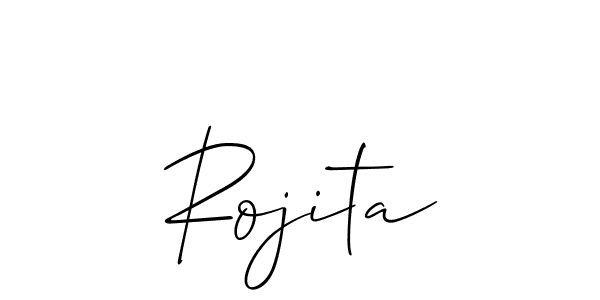 The best way (Allison_Script) to make a short signature is to pick only two or three words in your name. The name Rojita include a total of six letters. For converting this name. Rojita signature style 2 images and pictures png