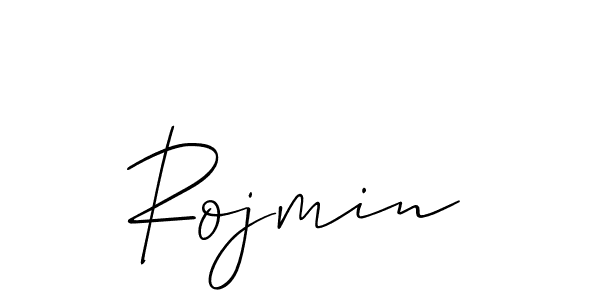 Use a signature maker to create a handwritten signature online. With this signature software, you can design (Allison_Script) your own signature for name Rojmin. Rojmin signature style 2 images and pictures png