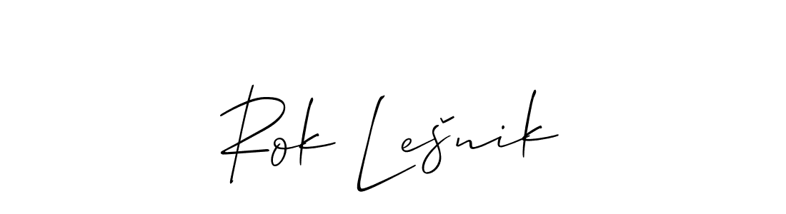 Use a signature maker to create a handwritten signature online. With this signature software, you can design (Allison_Script) your own signature for name Rok Lešnik. Rok Lešnik signature style 2 images and pictures png