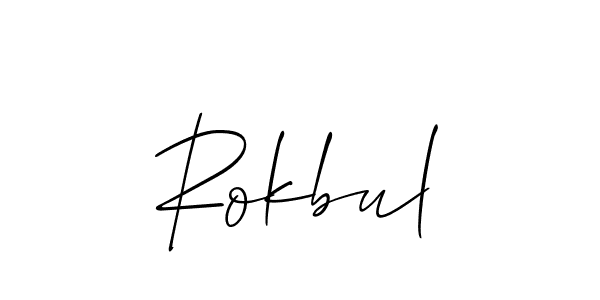 How to Draw Rokbul signature style? Allison_Script is a latest design signature styles for name Rokbul. Rokbul signature style 2 images and pictures png