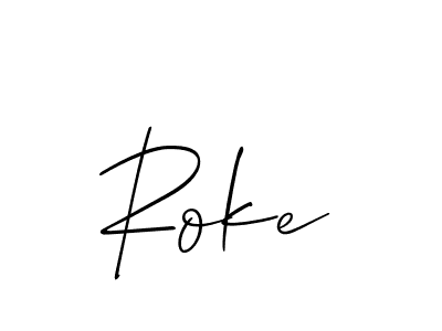 Design your own signature with our free online signature maker. With this signature software, you can create a handwritten (Allison_Script) signature for name Roke. Roke signature style 2 images and pictures png