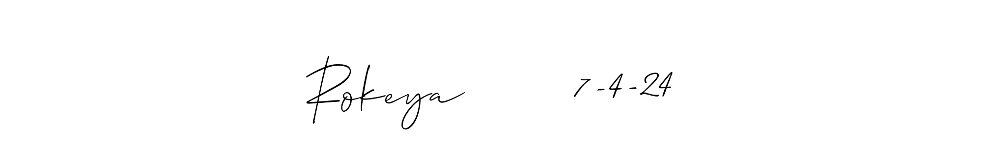 Similarly Allison_Script is the best handwritten signature design. Signature creator online .You can use it as an online autograph creator for name Rokeya        7-4-24. Rokeya        7-4-24 signature style 2 images and pictures png