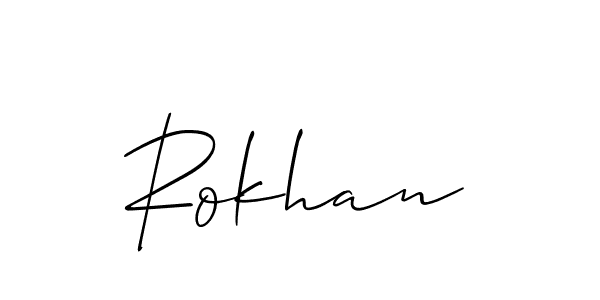 Similarly Allison_Script is the best handwritten signature design. Signature creator online .You can use it as an online autograph creator for name Rokhan. Rokhan signature style 2 images and pictures png