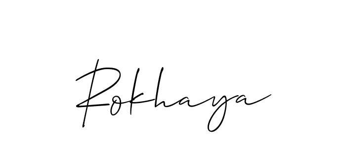 Make a short Rokhaya signature style. Manage your documents anywhere anytime using Allison_Script. Create and add eSignatures, submit forms, share and send files easily. Rokhaya signature style 2 images and pictures png