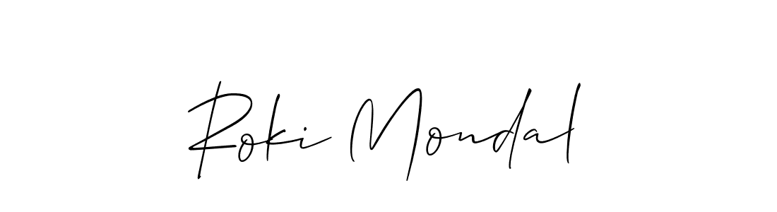 How to make Roki Mondal name signature. Use Allison_Script style for creating short signs online. This is the latest handwritten sign. Roki Mondal signature style 2 images and pictures png