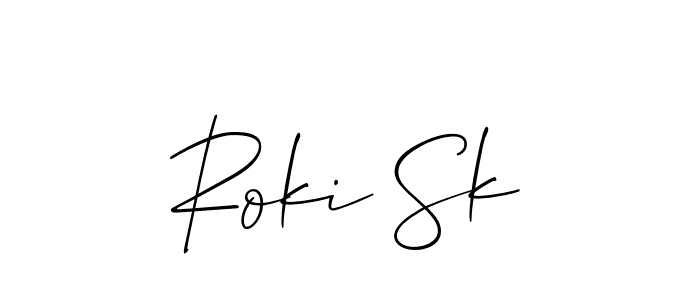 Allison_Script is a professional signature style that is perfect for those who want to add a touch of class to their signature. It is also a great choice for those who want to make their signature more unique. Get Roki Sk name to fancy signature for free. Roki Sk signature style 2 images and pictures png