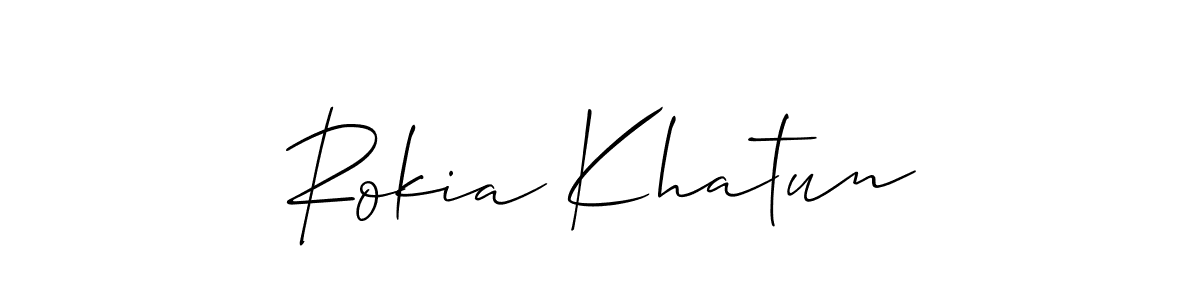 Allison_Script is a professional signature style that is perfect for those who want to add a touch of class to their signature. It is also a great choice for those who want to make their signature more unique. Get Rokia Khatun name to fancy signature for free. Rokia Khatun signature style 2 images and pictures png