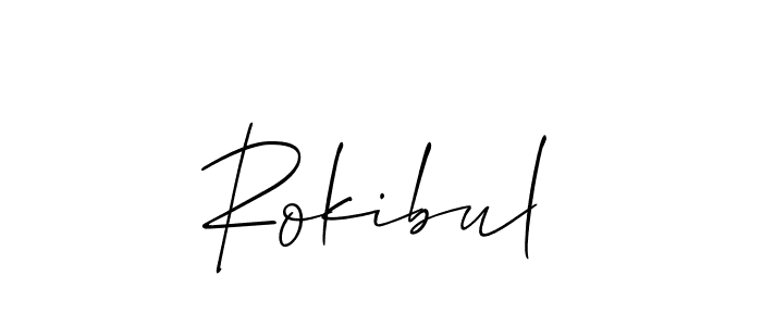 Create a beautiful signature design for name Rokibul. With this signature (Allison_Script) fonts, you can make a handwritten signature for free. Rokibul signature style 2 images and pictures png