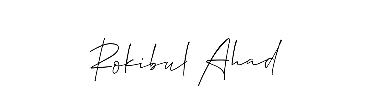 This is the best signature style for the Rokibul Ahad name. Also you like these signature font (Allison_Script). Mix name signature. Rokibul Ahad signature style 2 images and pictures png