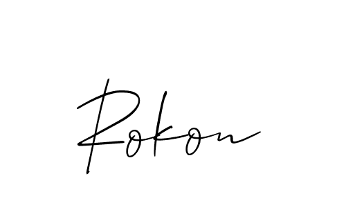 Use a signature maker to create a handwritten signature online. With this signature software, you can design (Allison_Script) your own signature for name Rokon. Rokon signature style 2 images and pictures png