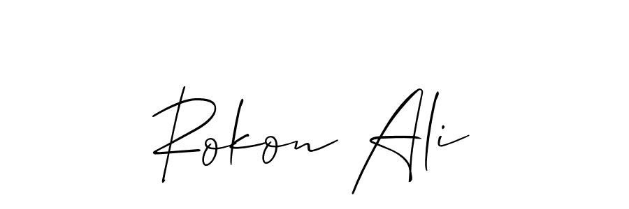 Similarly Allison_Script is the best handwritten signature design. Signature creator online .You can use it as an online autograph creator for name Rokon Ali. Rokon Ali signature style 2 images and pictures png