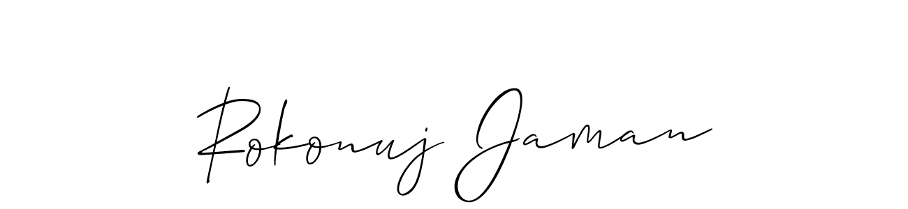 if you are searching for the best signature style for your name Rokonuj Jaman. so please give up your signature search. here we have designed multiple signature styles  using Allison_Script. Rokonuj Jaman signature style 2 images and pictures png