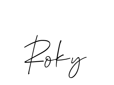 if you are searching for the best signature style for your name Roky. so please give up your signature search. here we have designed multiple signature styles  using Allison_Script. Roky signature style 2 images and pictures png