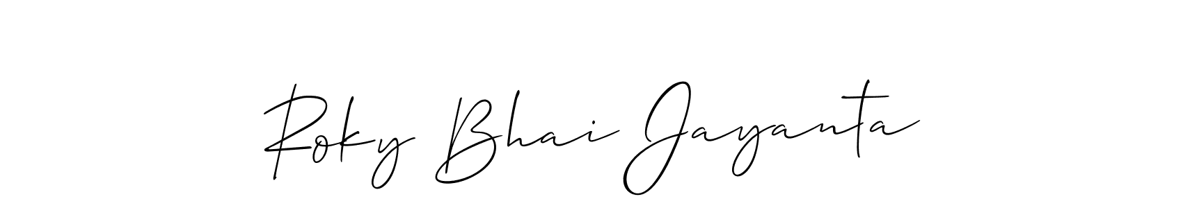 You can use this online signature creator to create a handwritten signature for the name Roky Bhai Jayanta. This is the best online autograph maker. Roky Bhai Jayanta signature style 2 images and pictures png