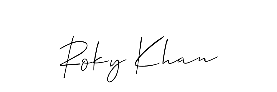 Check out images of Autograph of Roky Khan name. Actor Roky Khan Signature Style. Allison_Script is a professional sign style online. Roky Khan signature style 2 images and pictures png