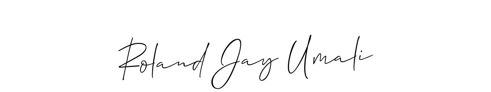 How to make Roland Jay Umali name signature. Use Allison_Script style for creating short signs online. This is the latest handwritten sign. Roland Jay Umali signature style 2 images and pictures png