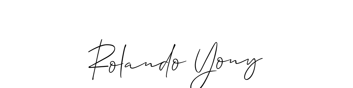 It looks lik you need a new signature style for name Rolando Yony. Design unique handwritten (Allison_Script) signature with our free signature maker in just a few clicks. Rolando Yony signature style 2 images and pictures png